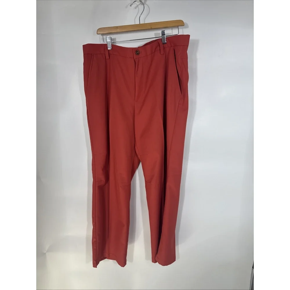 IZOD Golf Pants Mens 38x29‎ Slim Fit Red Orange Flat Front Performance Trousers